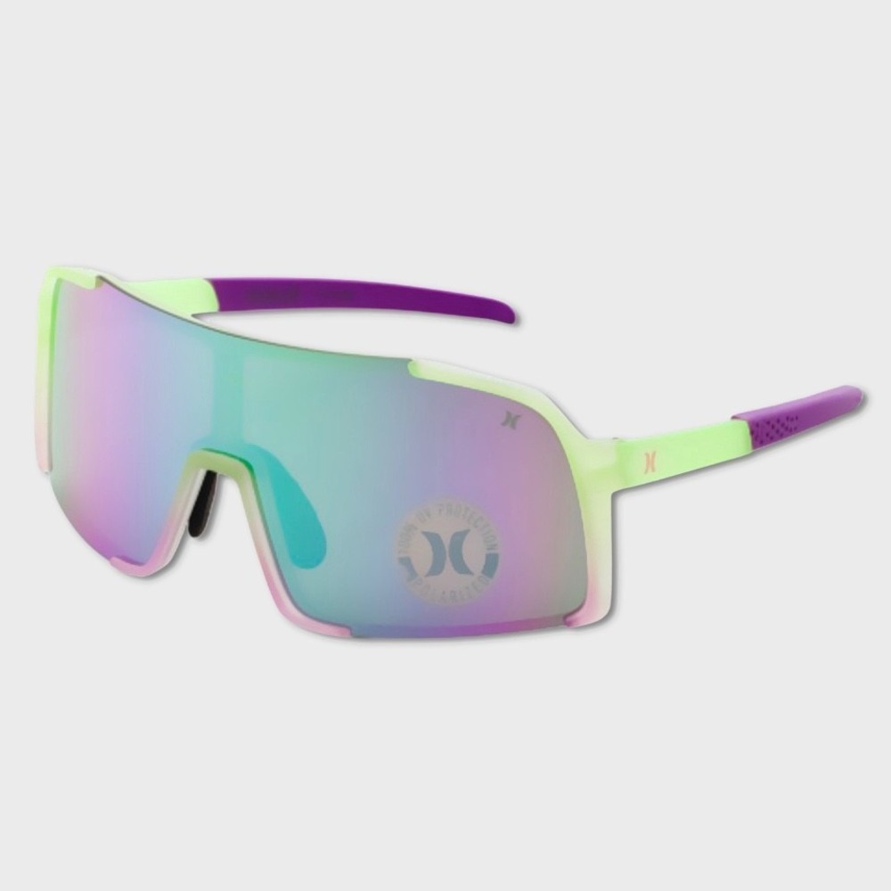 Hurley Semi-Rim Shield Polarized Sunglasses NWT Lime / Multi - #49187-SUN3
